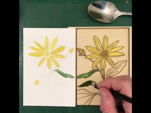 Video thumbnail for Yellow Asters Wood Block Print | Time-Lapse