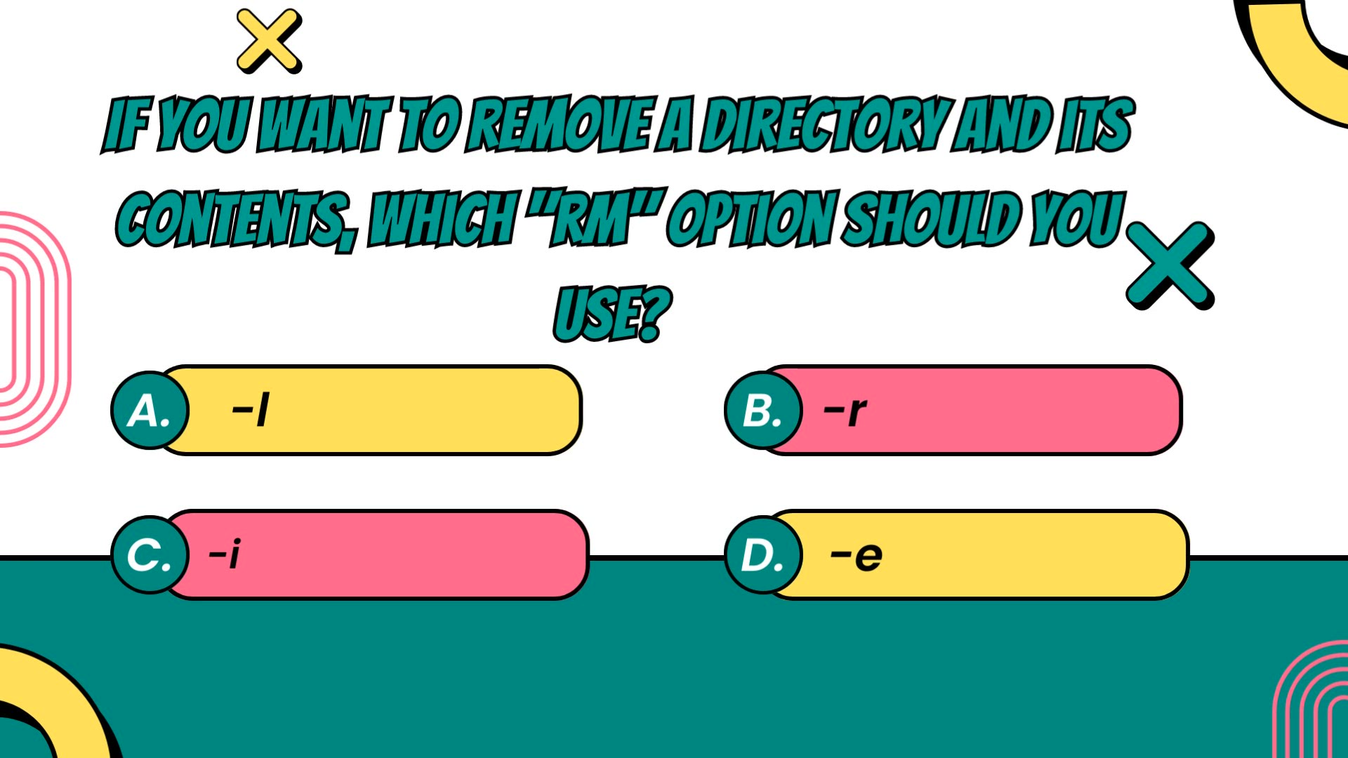 'Video thumbnail for  If you want to remove a directory and its contents, which "rm" option should you use?'