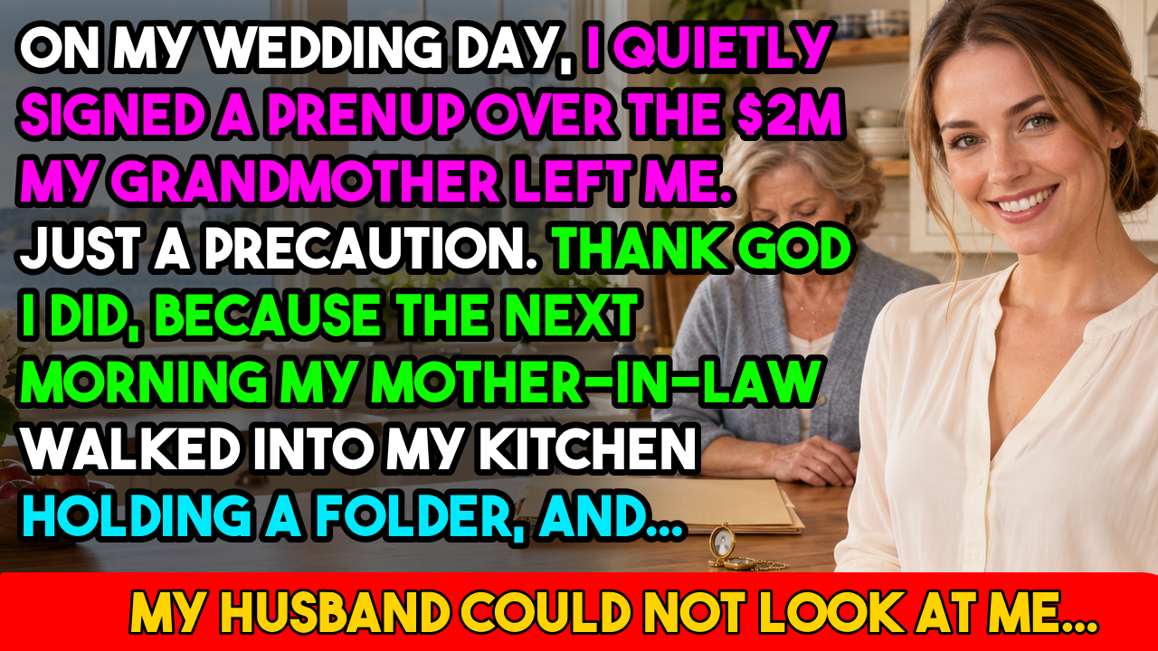 Video thumbnail for On my wedding day, i quietly signed a prenup over the $2 million my grandmother left me...