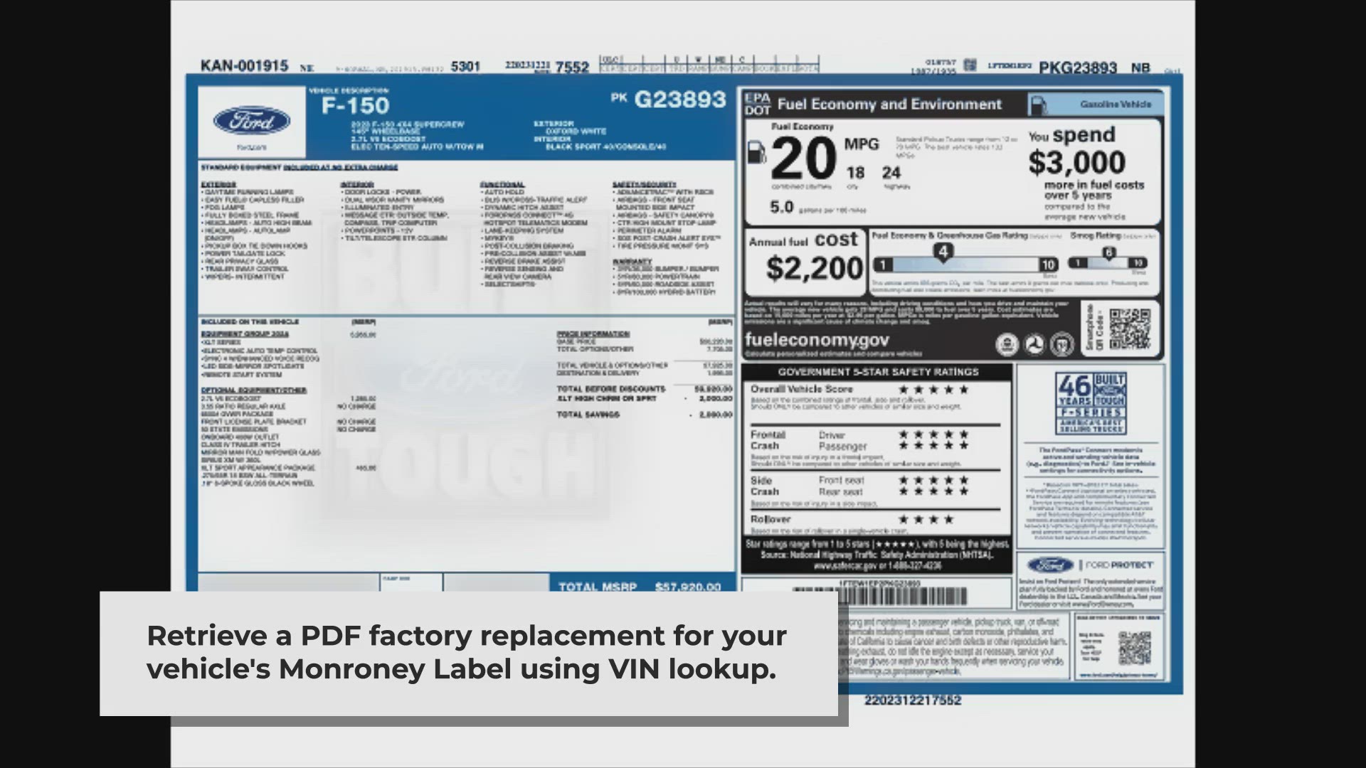 'Video thumbnail for Get a FORD Window Sticker by VIN ▷ Free PDF Replacement'
