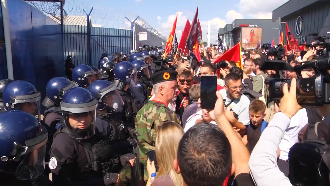 Video thumbnail for Hundreds protest prison sentences for former Kosovo leaders in Pristina.