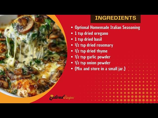 Video thumbnail for Cheesy Chicken and Spinach Casserole with Mushrooms Recipe