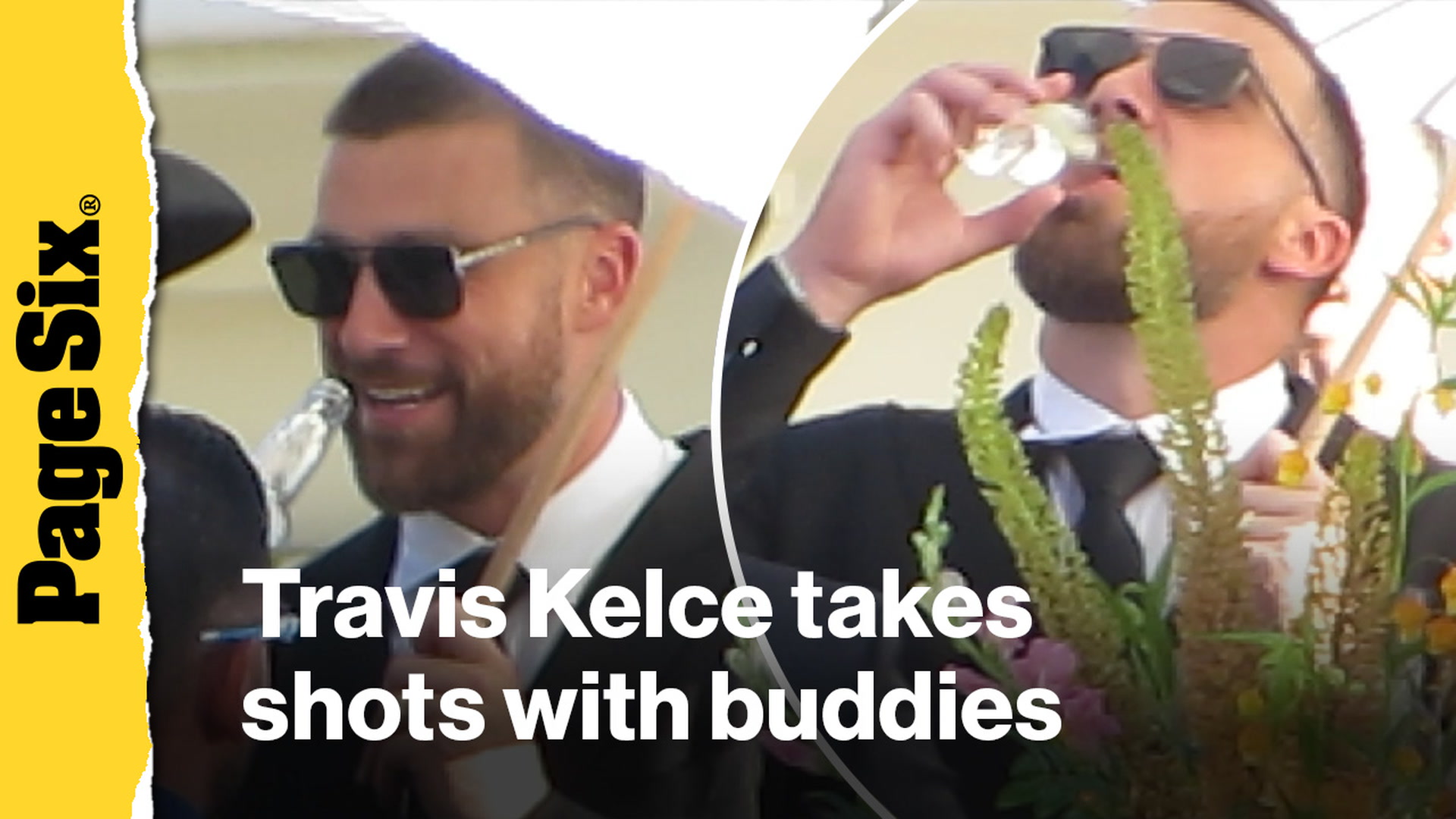 Video thumbnail for Travis Kelce takes shots with buddies at JuJu Smith-Schuster's wedding