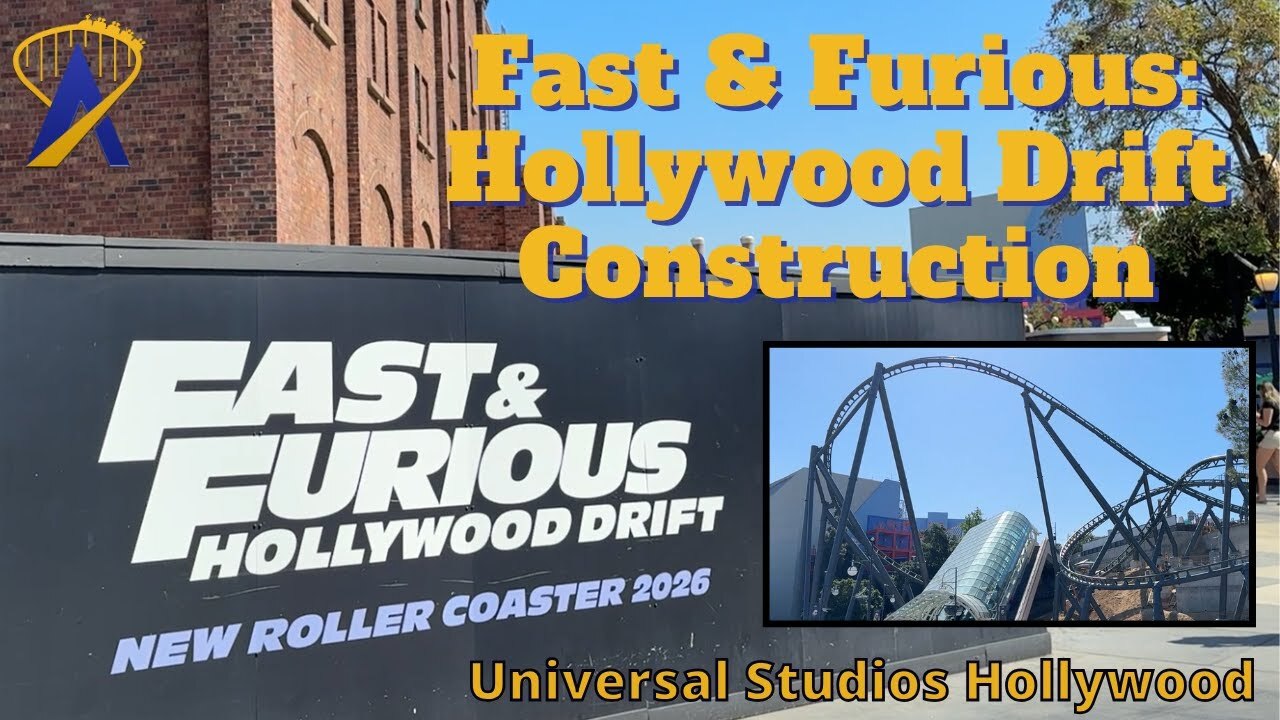 Video thumbnail for Fast & Furious: Hollywood Drift Roller Coaster Construction Universal Studios Hollywood - April 2025