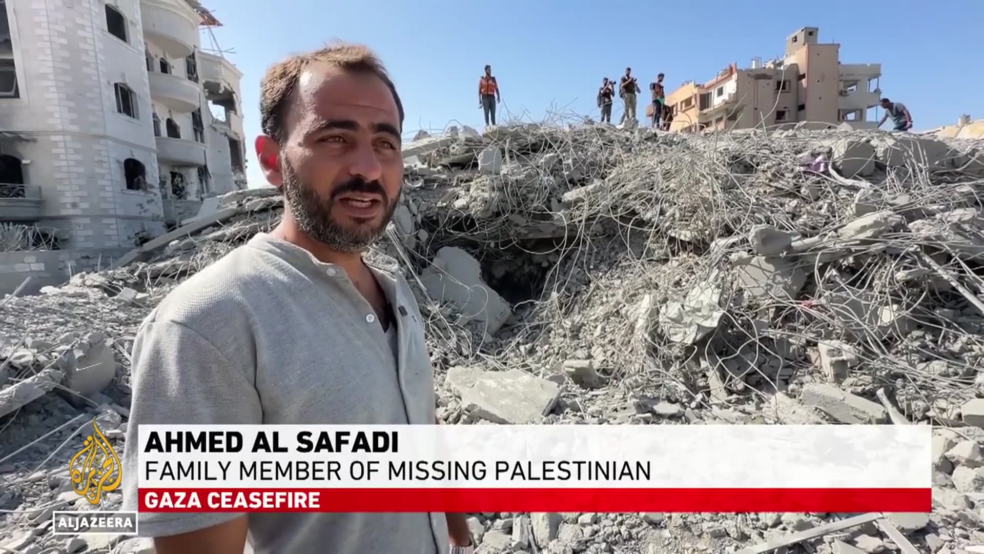 'Video thumbnail for Palestinian in Gaza desperate to recover loved ones still buried under rubble'