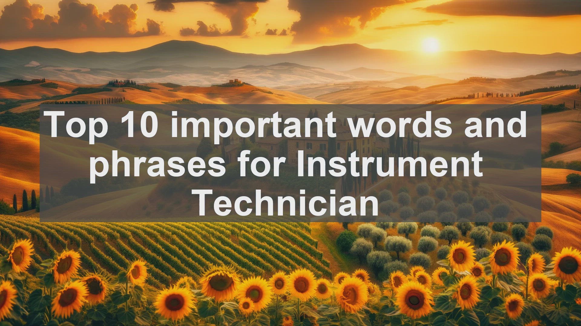 'Video thumbnail for Top 10 important words and phrases for Instrument Technician'