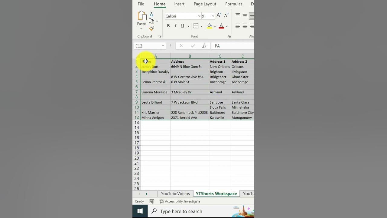 Video thumbnail for Excel Trick- Delete Blank Rows #shorts