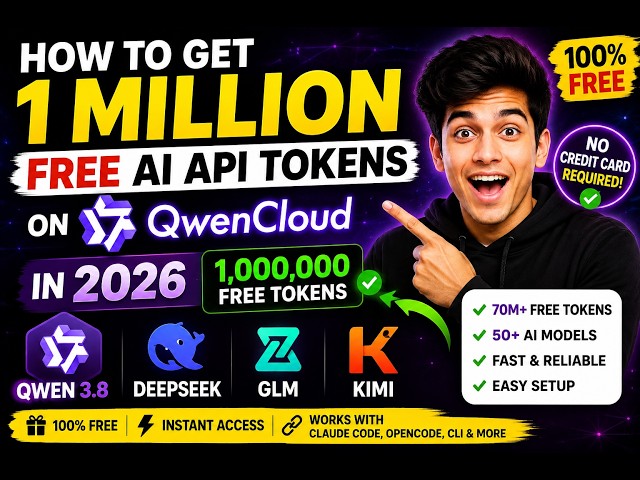 Video thumbnail for How to Get 1 Million FREE AI API Tokens on QwenCloud in 2026 – Qwen 3.8, DeepSeek, GLM & Kimi Models