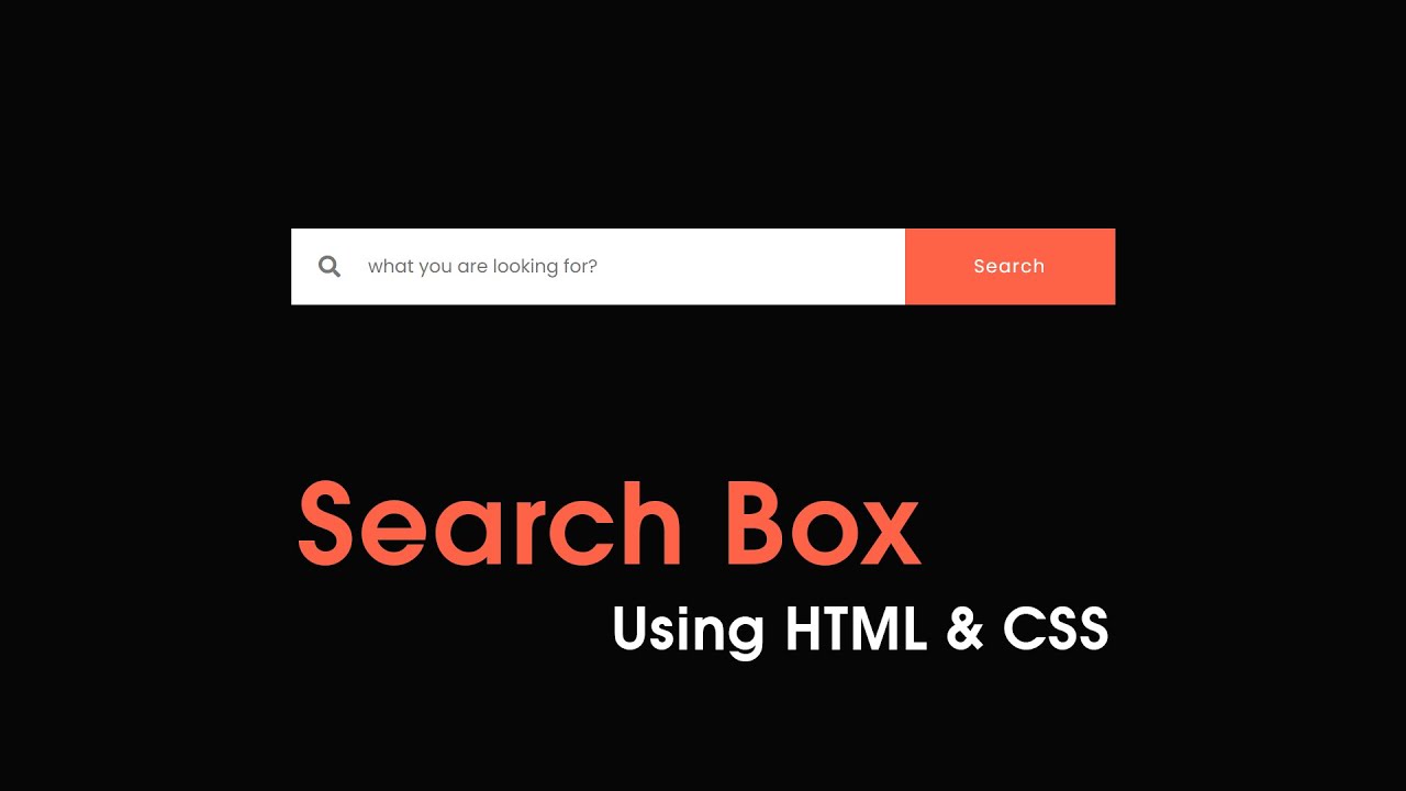'Video thumbnail for How To Make A Search Bar Using HTML And CSS _ Search Box Design In HTML & CSS'