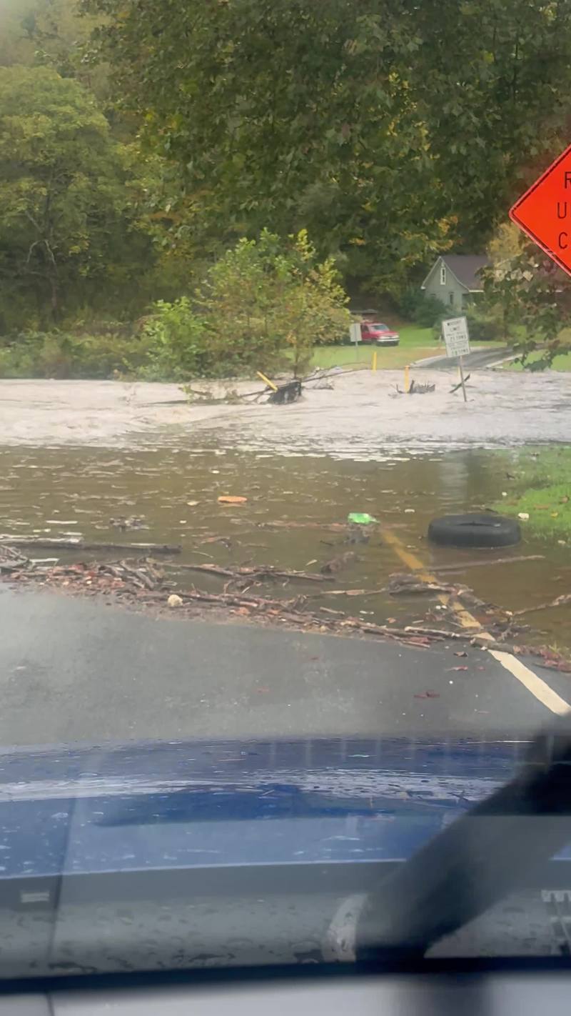 Video thumbnail for Hurricane Floodwaters Wash Out Bridge in Ashe County