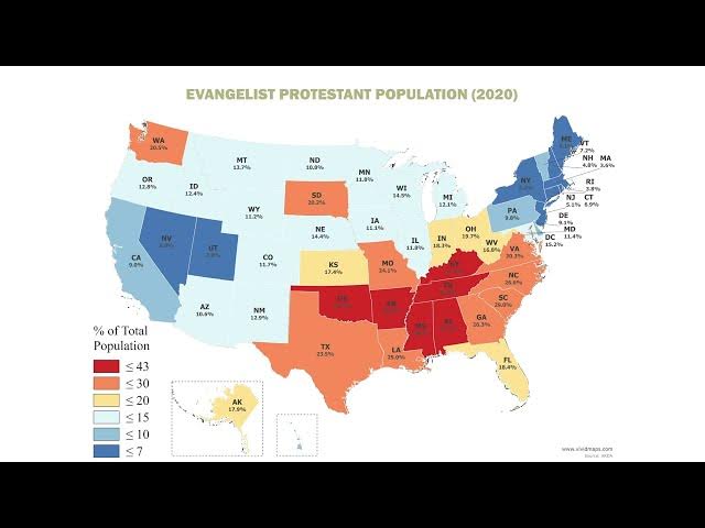 Video thumbnail for The US States With the Highest Evangelical Protestant Share in 2020