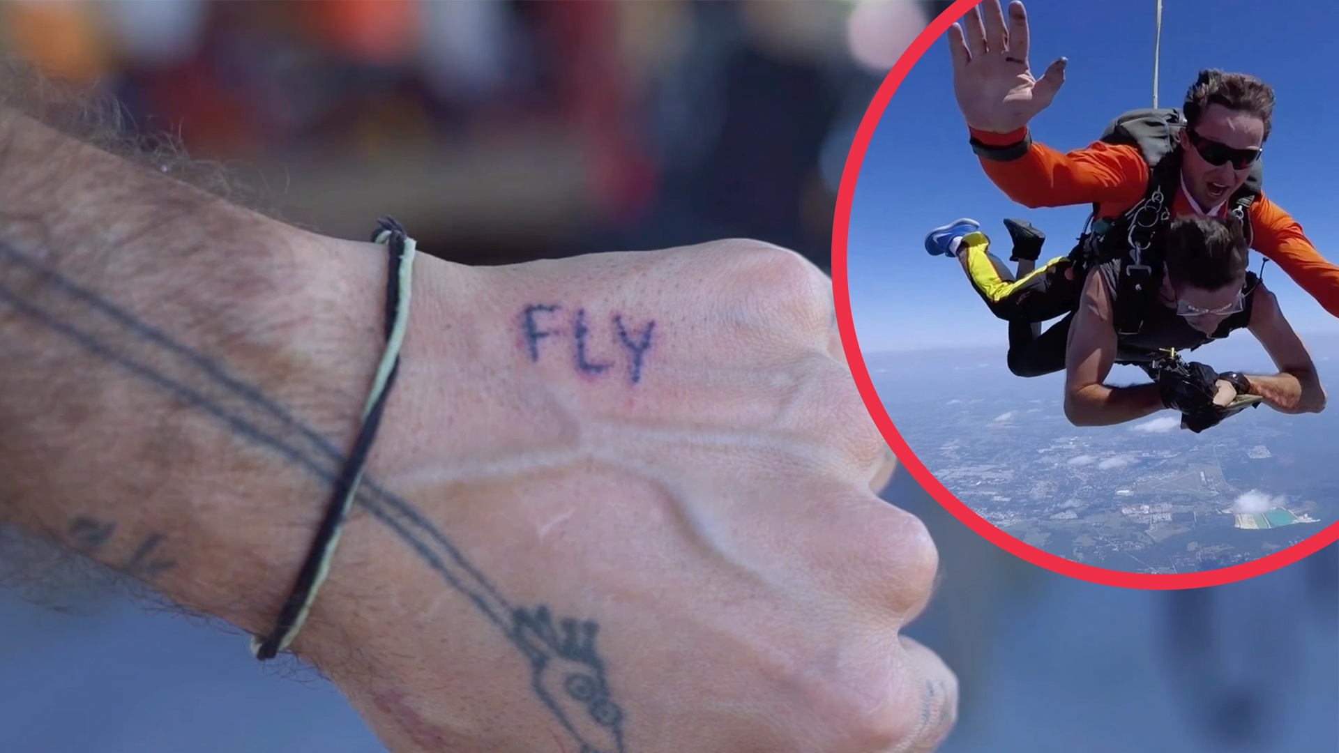 Video thumbnail for Highest altitude sky dive whilst performing a self tattoo - 4,572.91 metres by Funky Matas