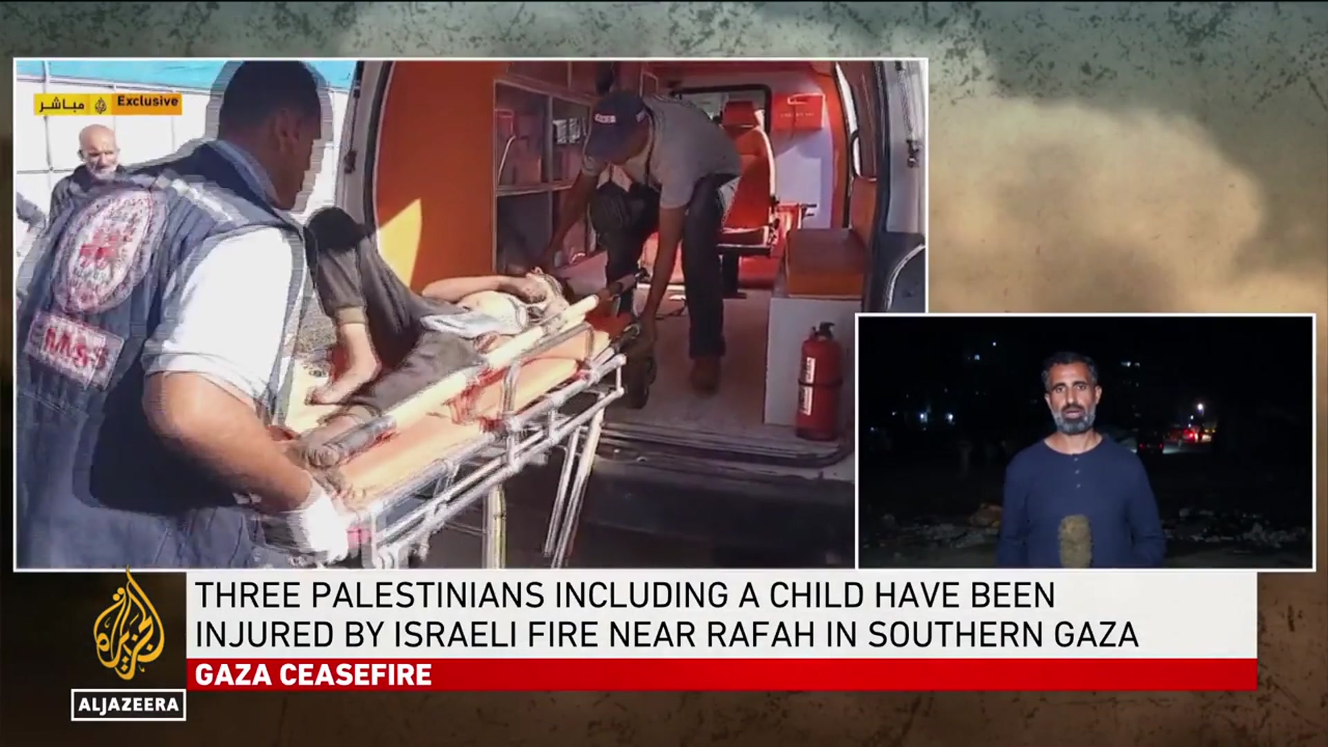 'Video thumbnail for No marking ‘visible’ to signify Israeli yellow line in Gaza: AJE correspondent'