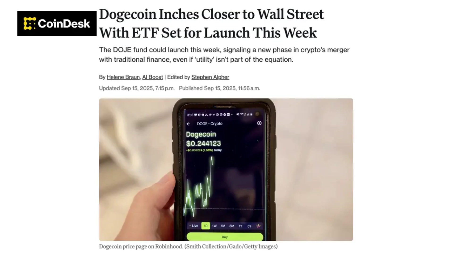 'Video thumbnail for DOGE ETF Could Debut This Week'