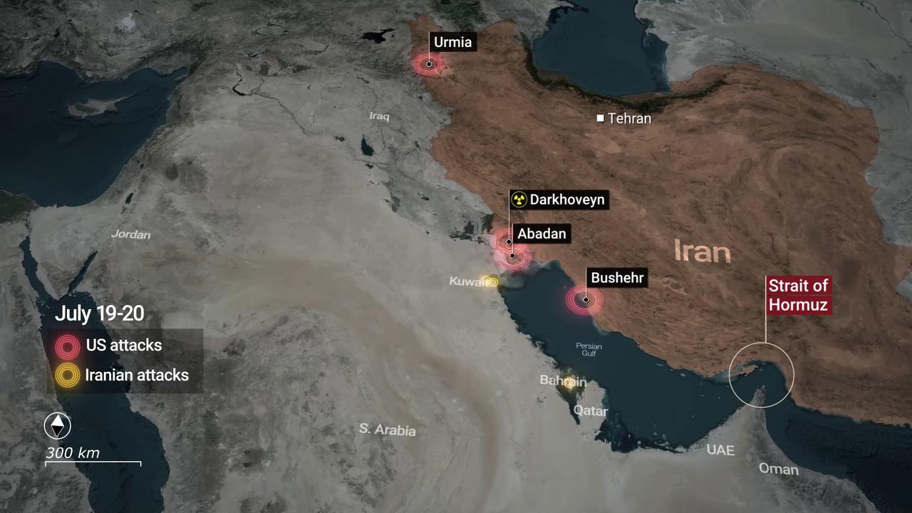 Video thumbnail for Iran: MOTION GRAPHICS - US strikes on Iran and Tehran’s retaliation explained.