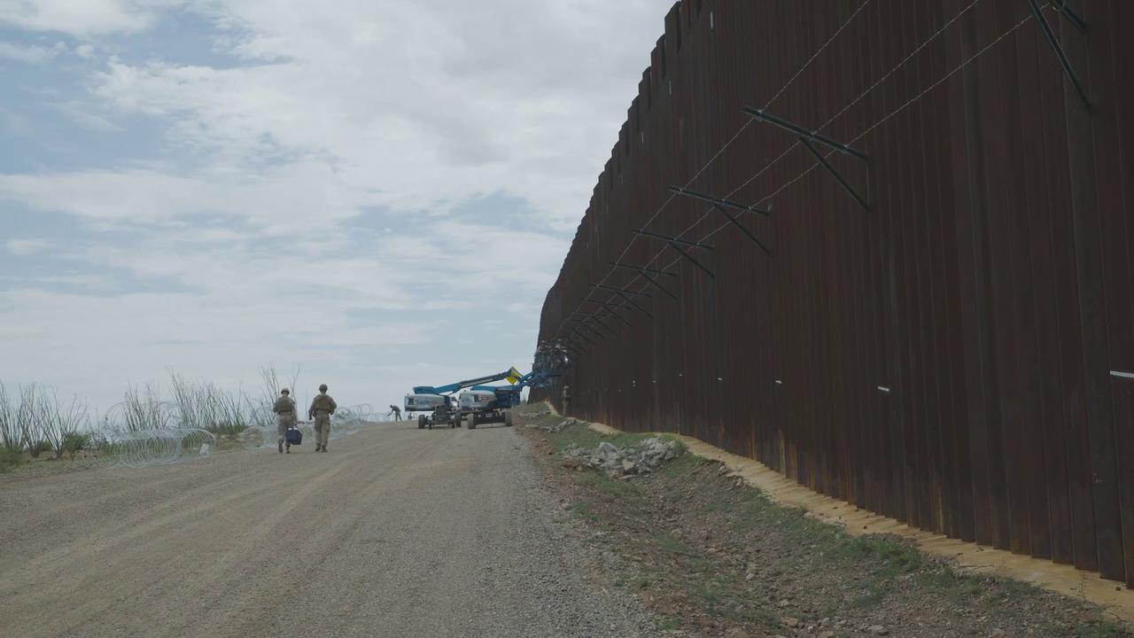 Video thumbnail for US: US Marines Reinforce Border Wall Along Southern Border.