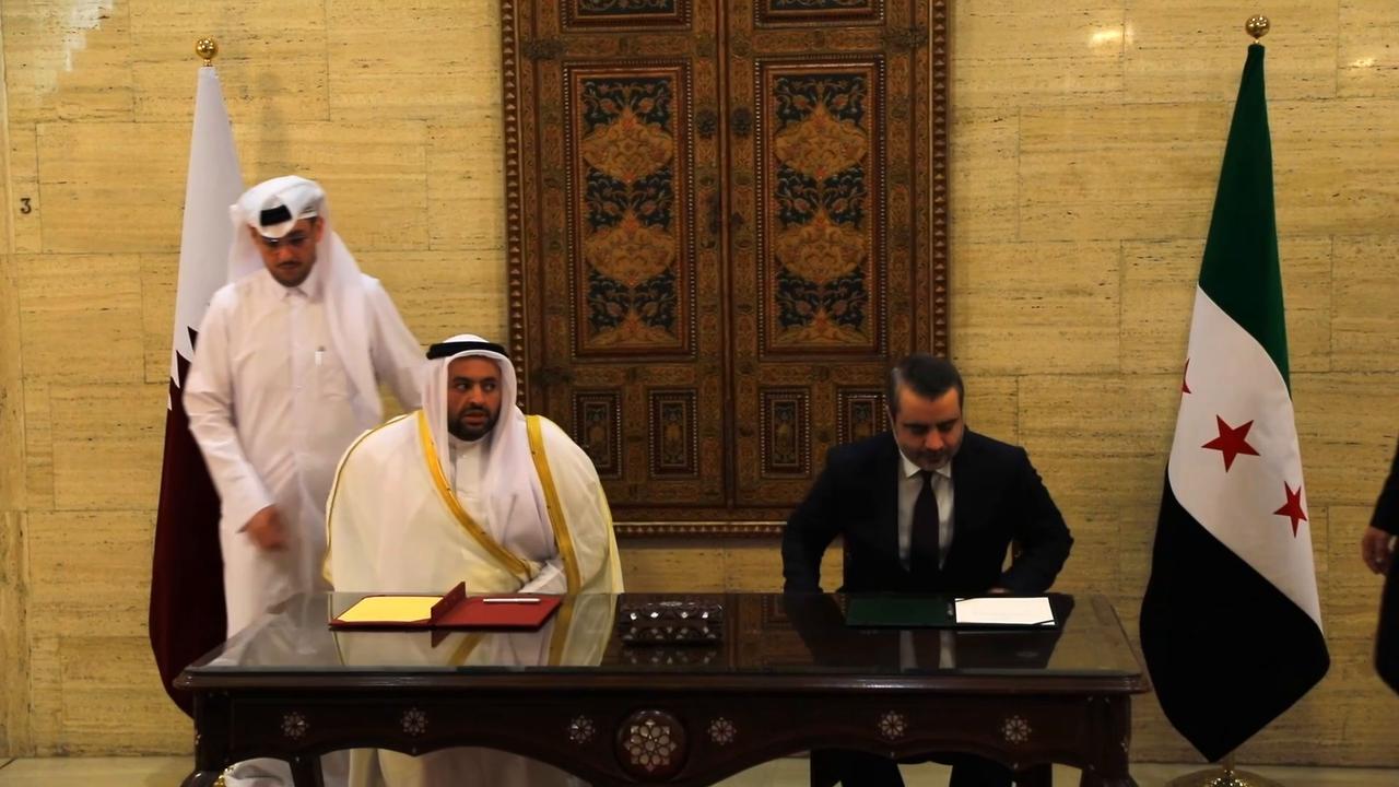 Video thumbnail for Syria: Syria, Qatar sign diplomatic cooperation accord in Damascus.