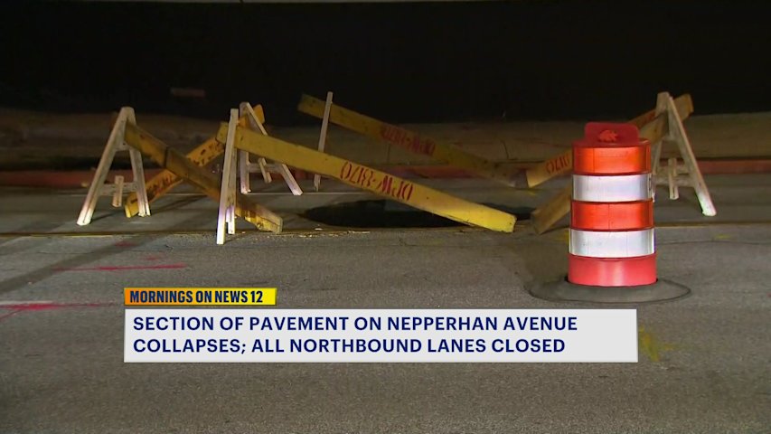 Video thumbnail for Road collapse closes northbound lanes on Nepperhan Avenue in Yonkers