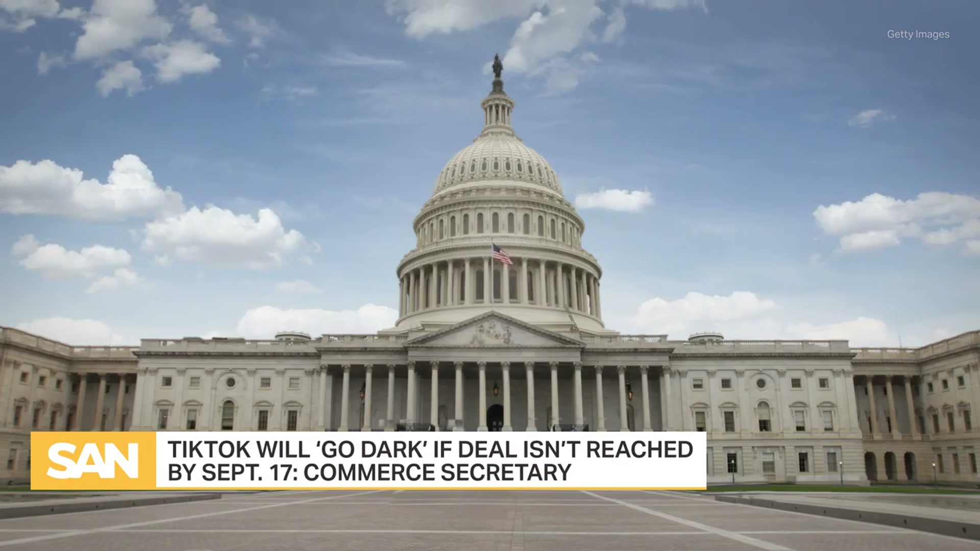 'Video thumbnail for TikTok must sell by Sept. 17 or will ‘go dark’ in US, Commerce secretary says'