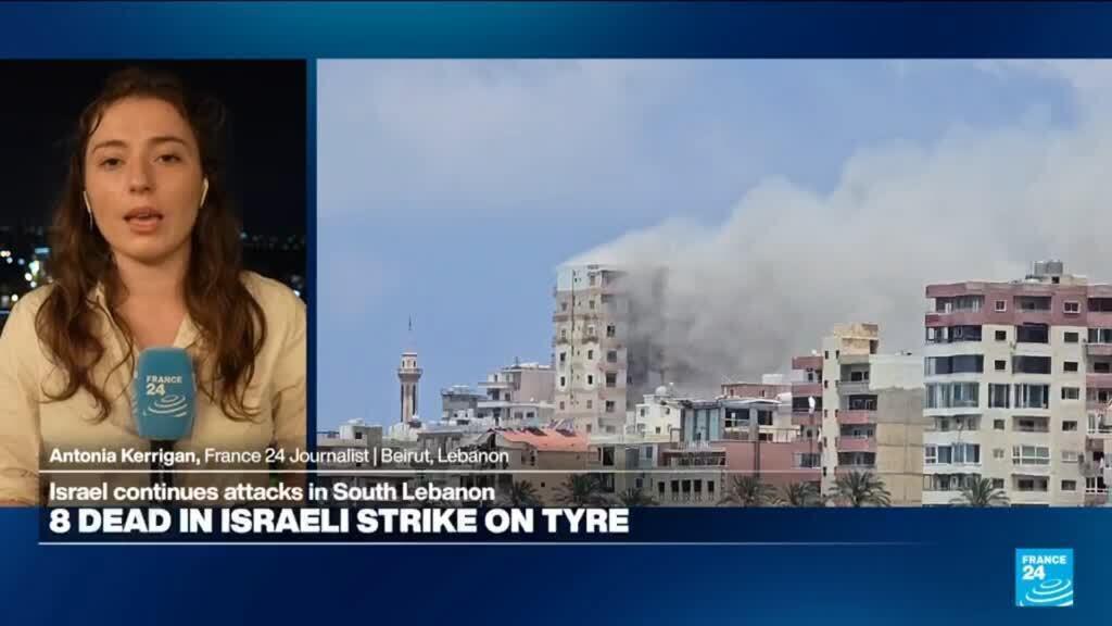 Video thumbnail for Lebanon says 8 dead in strike on Tyre as Israel keeps up attacks on south