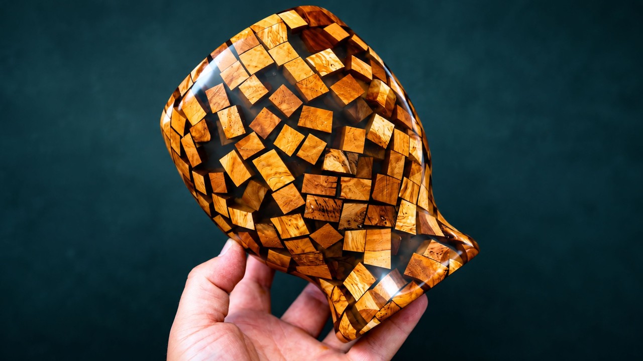 Video thumbnail for Black Resin & Olive Wood: Turning a Luxury Mosaic Vase