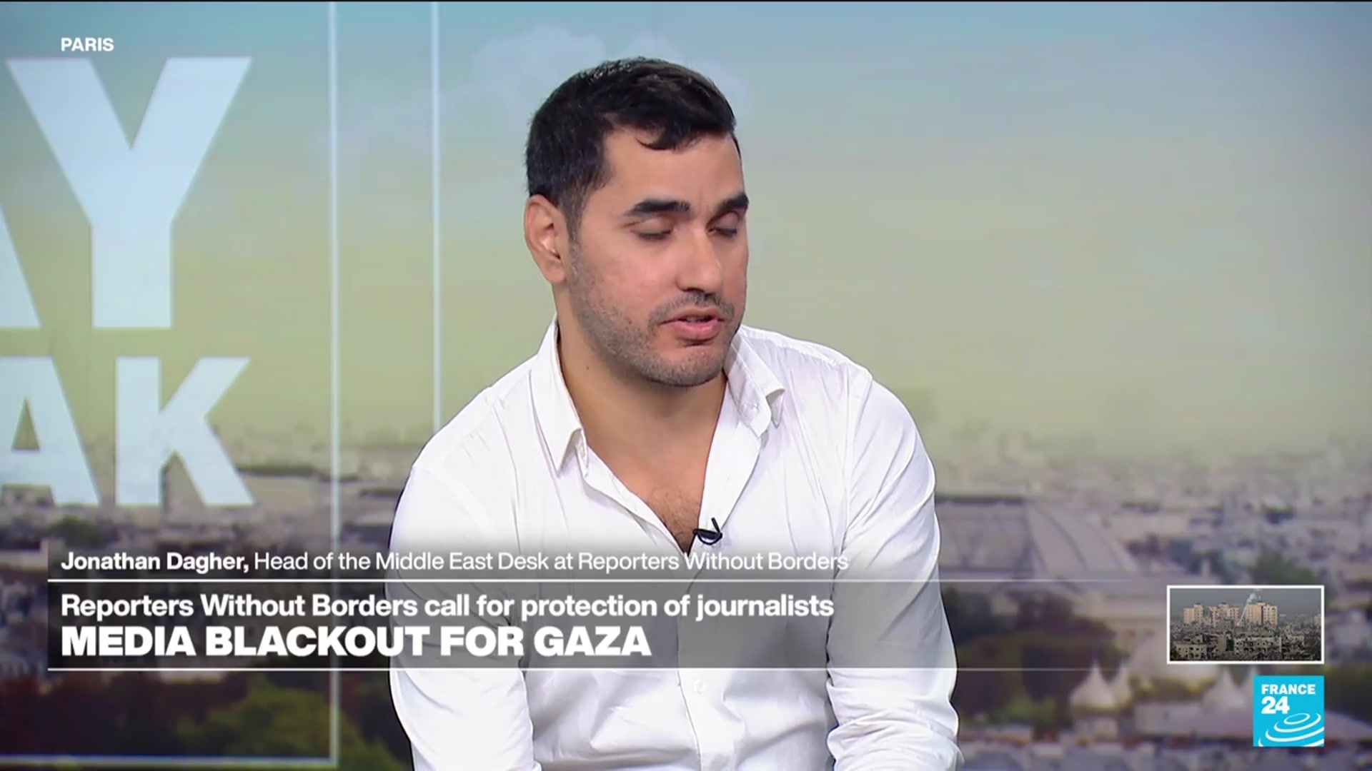 'Video thumbnail for Journalists’ deaths in Gaza spark worldwide media protest'