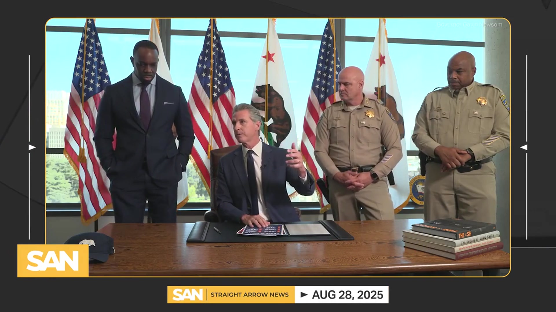 'Video thumbnail for Newsom criticizes Trump, points out crime in GOP-led states'