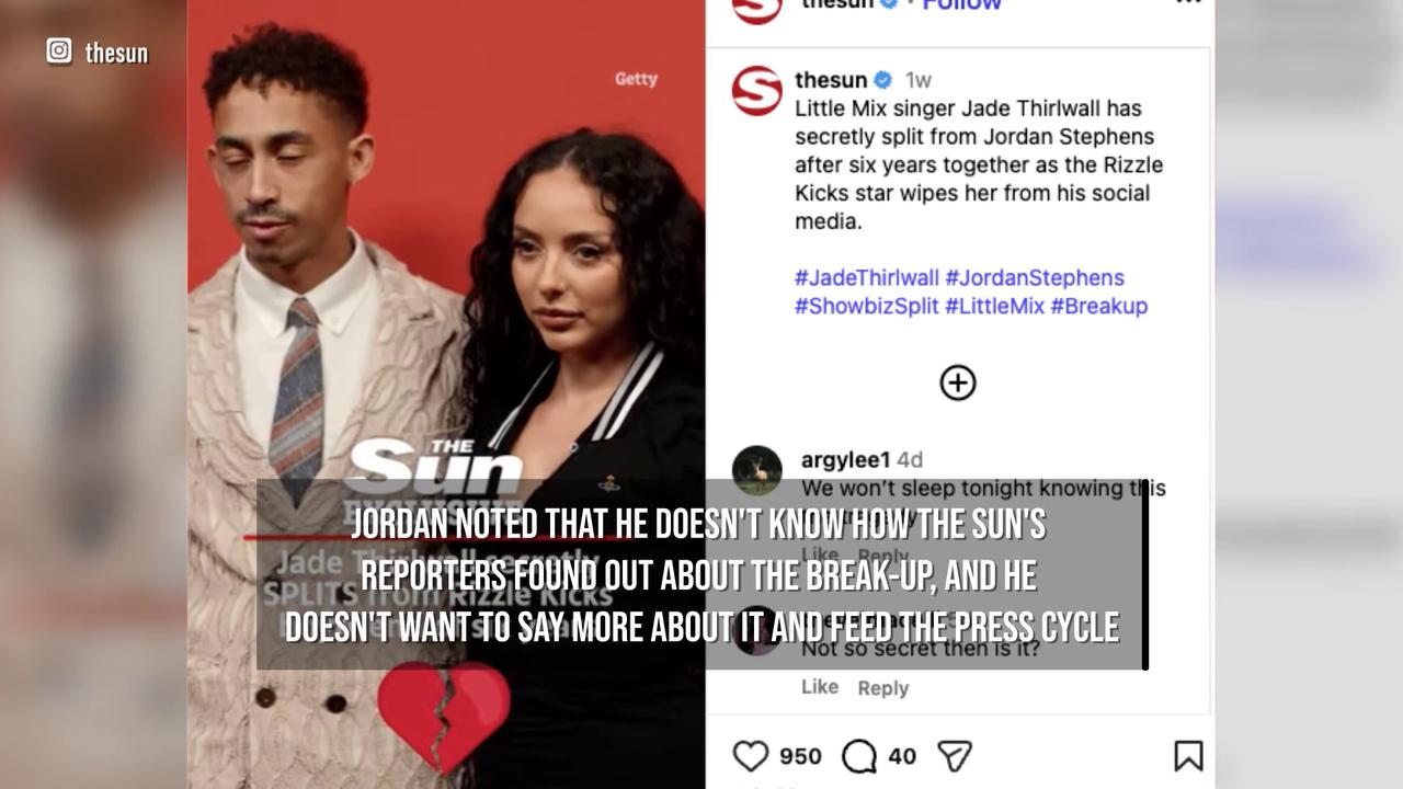 Video thumbnail for Jordan Stephens breaks silence on Jade Thirlwall split.