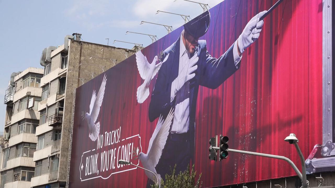 Video thumbnail for Iran: Anti-US billboard unveiled in Tehran amid ongoing tensions.
