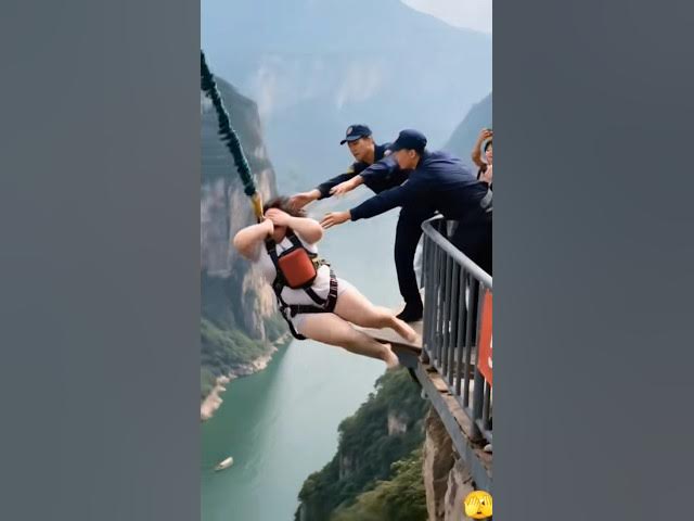 Video thumbnail for Shocking Dare! Healthy Woman Jumps from Hug Hill into River | Trending Short #ytshorts #dare