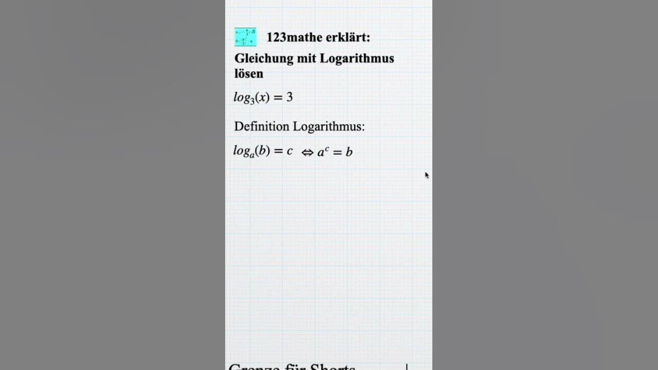 'Video thumbnail for Gleichung mit Logarithmus lösen #shorts'