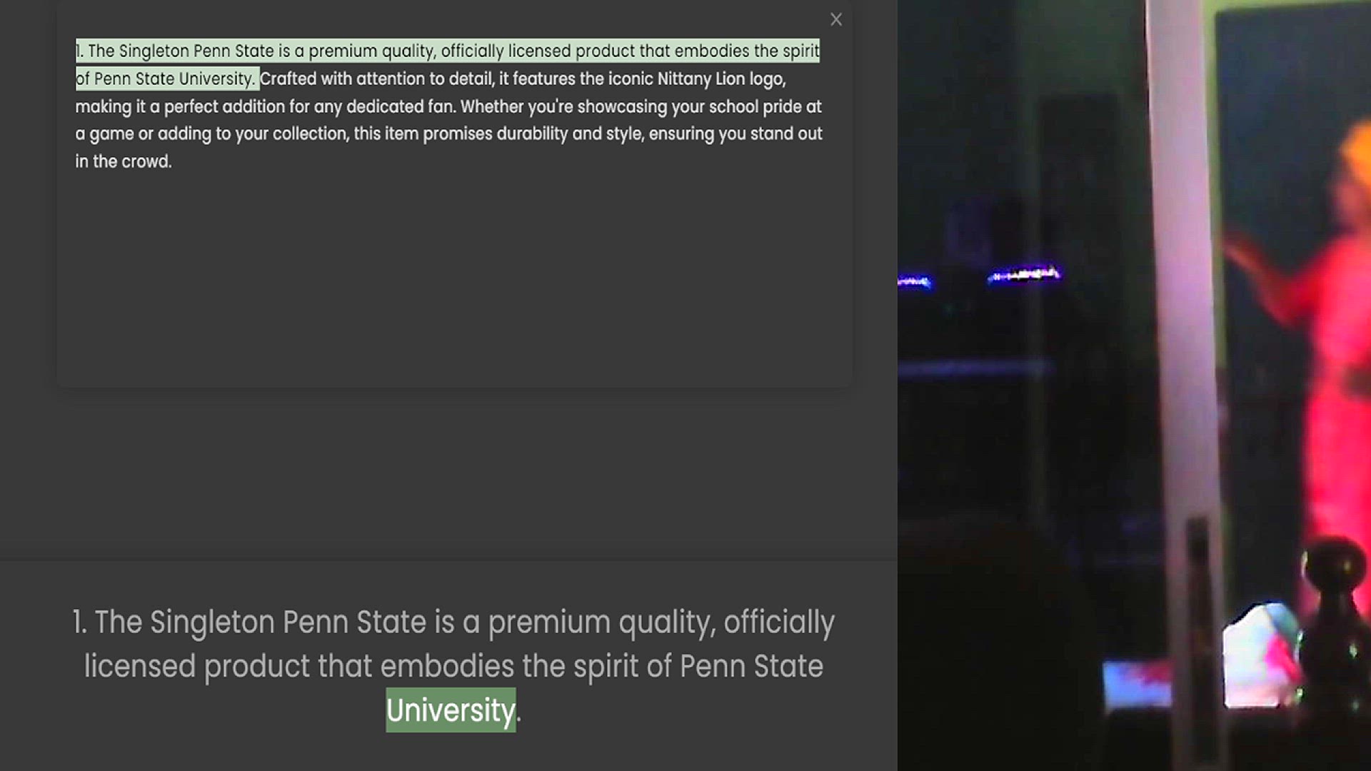 Video thumbnail for 1. The Singleton Penn State is a premium quality, officially licensed product that embodies the spirit of Penn State University. Crafted with attention to detail, it features the iconic Nittany Lion logo, making it a perfect addition for