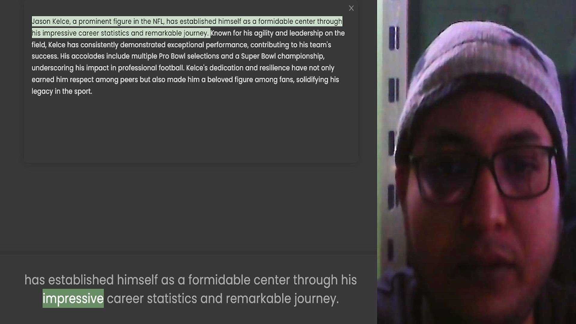 Video thumbnail for Jason Kelce, a prominent figure in the NFL, has established himself as a formidable center through his impressive career statistics and remarkable journey. Known for his agility and leadership on the field, Kelce has consistently demonstr