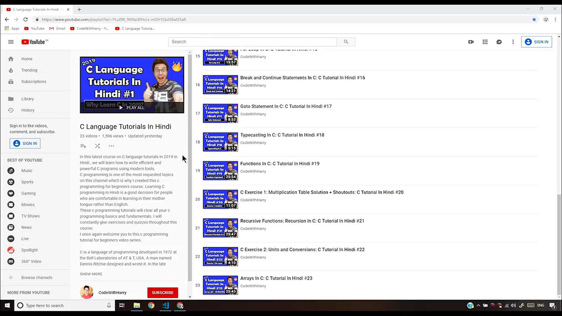 'Video thumbnail for Exercise 2_ Solution + Shoutouts_ C Tutorial In Hindi #24'