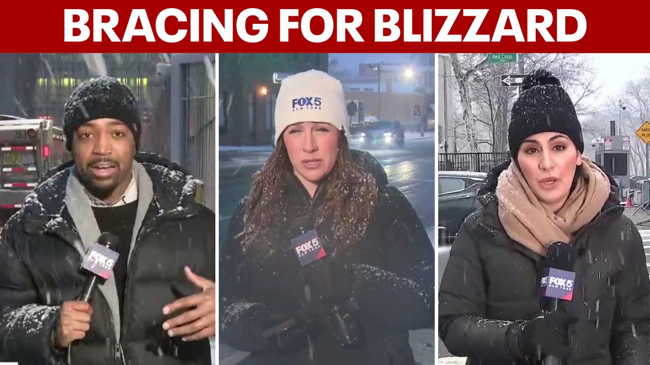 Video thumbnail for What snow looks like throughout NYC area head of blizzard