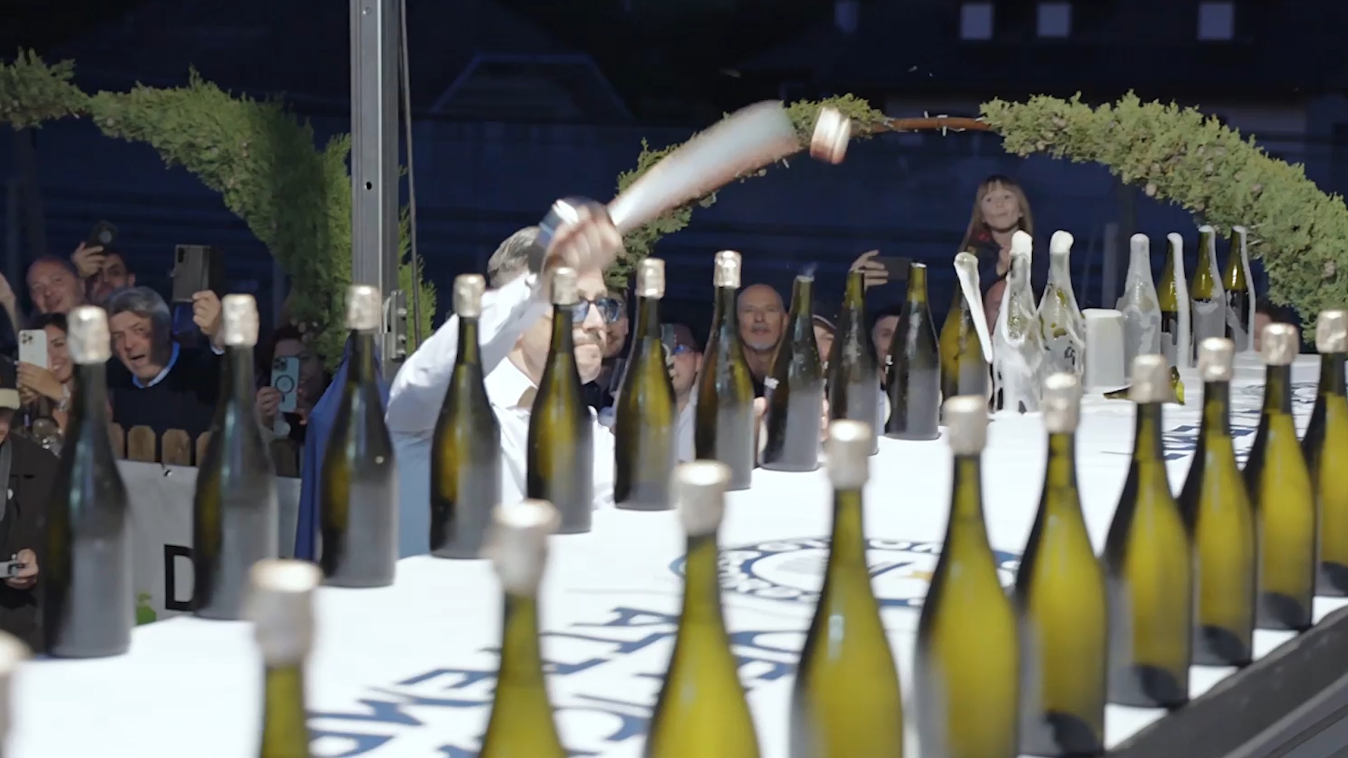 Video thumbnail for Most champagne wine bottles sabered in one minute - 91 by Mirko Rainer