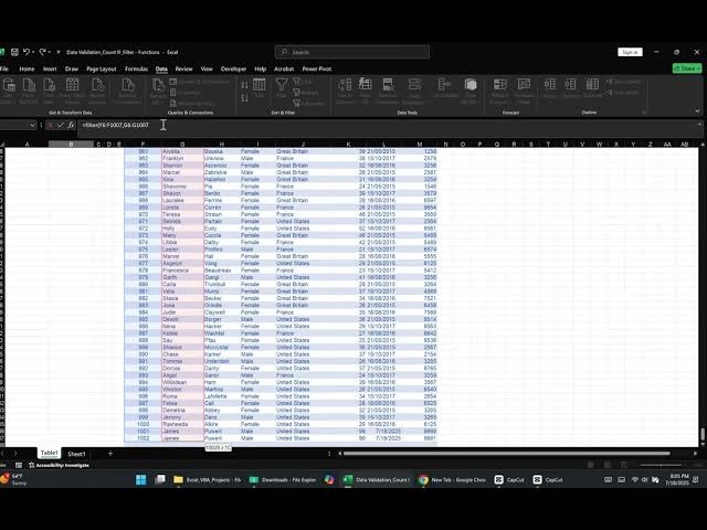 Video thumbnail for Excel Tips - Data Validation, CountIF, Filter and Functions -
