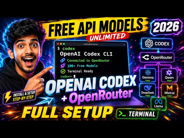 Video thumbnail for How to Install & Setup Unlimited OpenAI Codex CLI Agent Using OpenRouter FREE API Models in Terminal