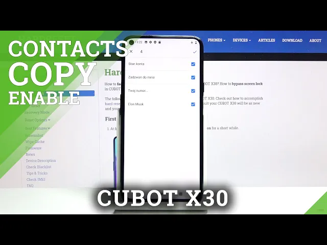 Video thumbnail for How to Copy Contacts in  CUBOT X30 – Import & Export Saved Numbers