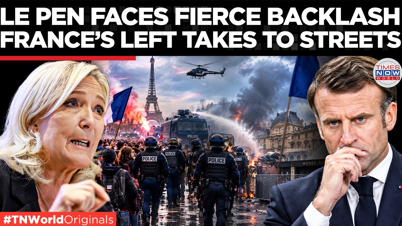 Video thumbnail for Marine Le Pen Launches 2027 Push as Thousands Protest in France | Times Now World
