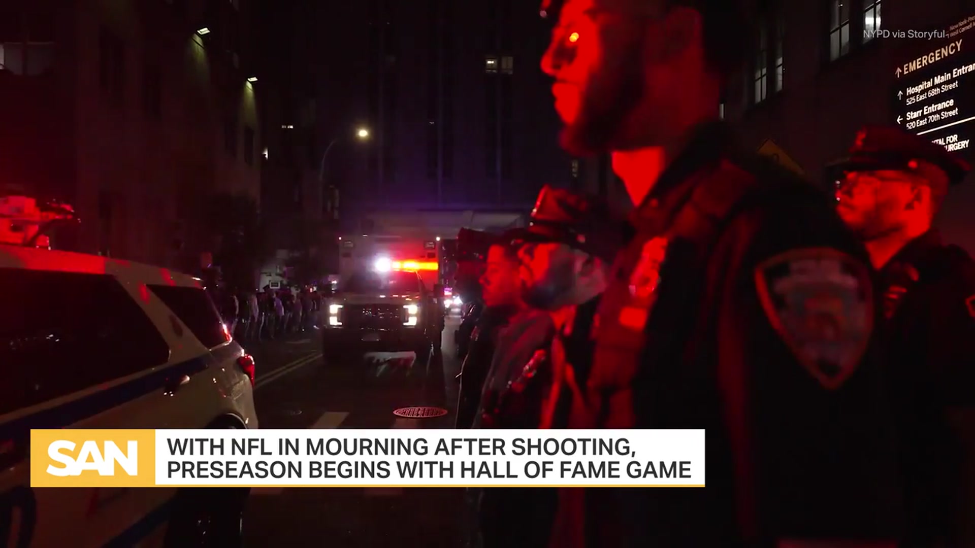 'Video thumbnail for In mourning after shooting, NFL kicks off preseason with Hall of Fame Game'