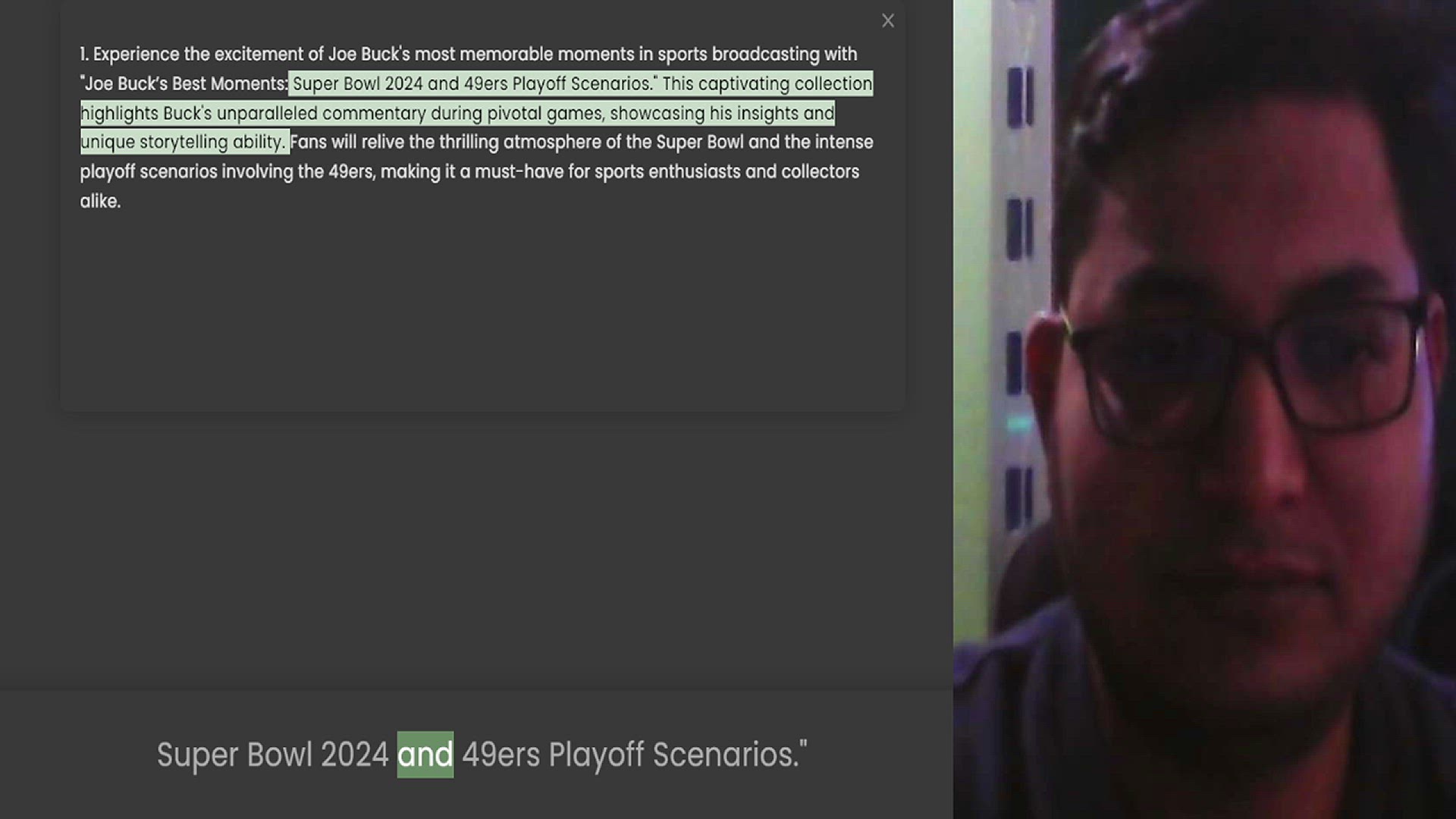 Video thumbnail for 1. Experience the excitement of Joe Buck's most memorable moments in sports broadcasting with Joe Buck’s Best Moments Super Bowl 2024 and 49ers Playoff Scenarios. This captivating collection highlights Buck's unparalleled commentary durin