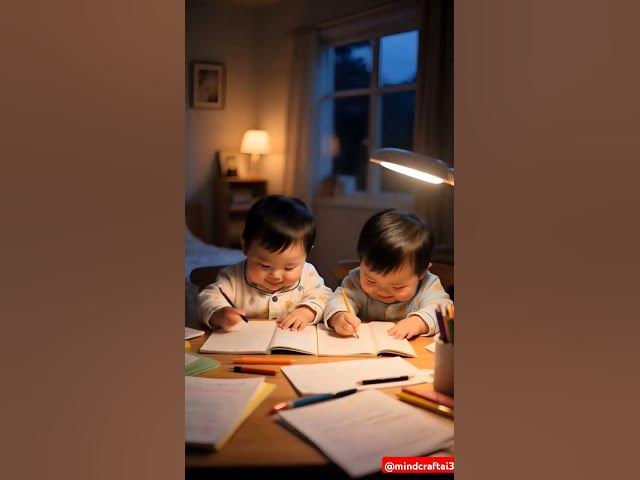 Video thumbnail for Two Cuties Babies Doing Homework in Evening | Let Every Kid Should work with this Dedication #cute