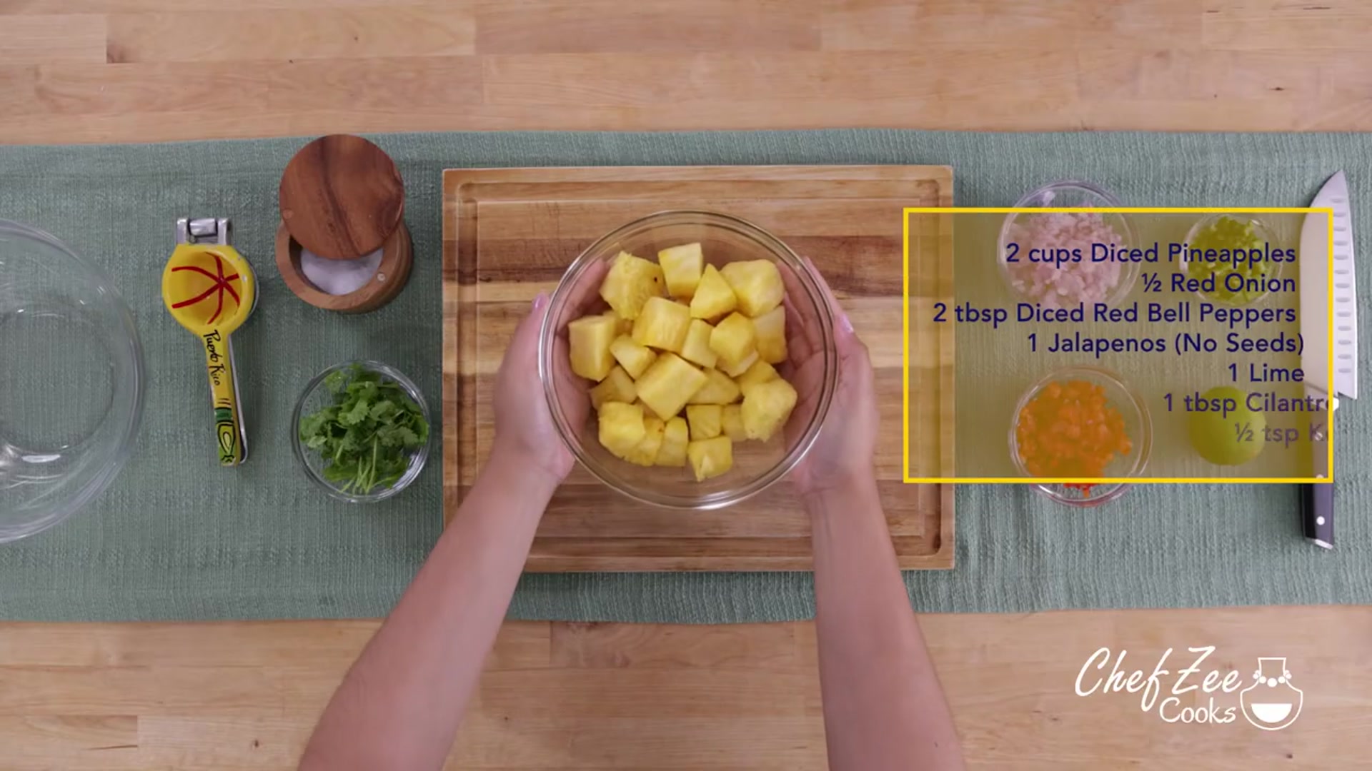 Video thumbnail for Pineapple Salsa Recipe Sauces Dips Chef Zee Cooks(720P HD)