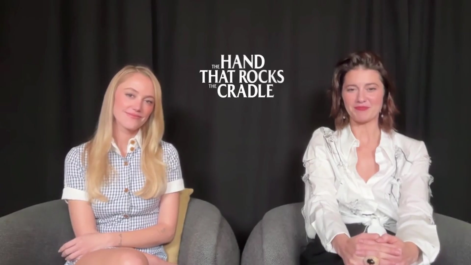 'Video thumbnail for 'Hand That Rocks the Cradle' Stars Mary Elizabeth Winstead and Maika Monroe Are Proud Scream Queens'