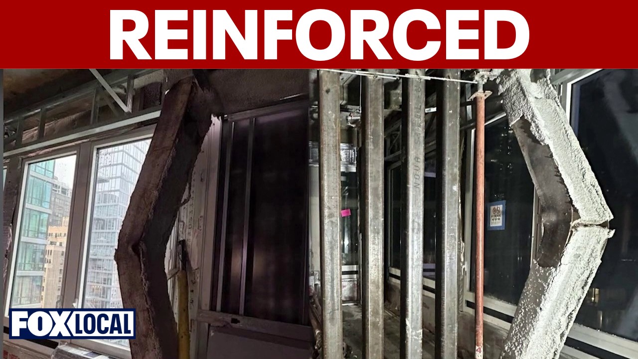 Video thumbnail for NYC crews install steel beams to reinforce buckling floor