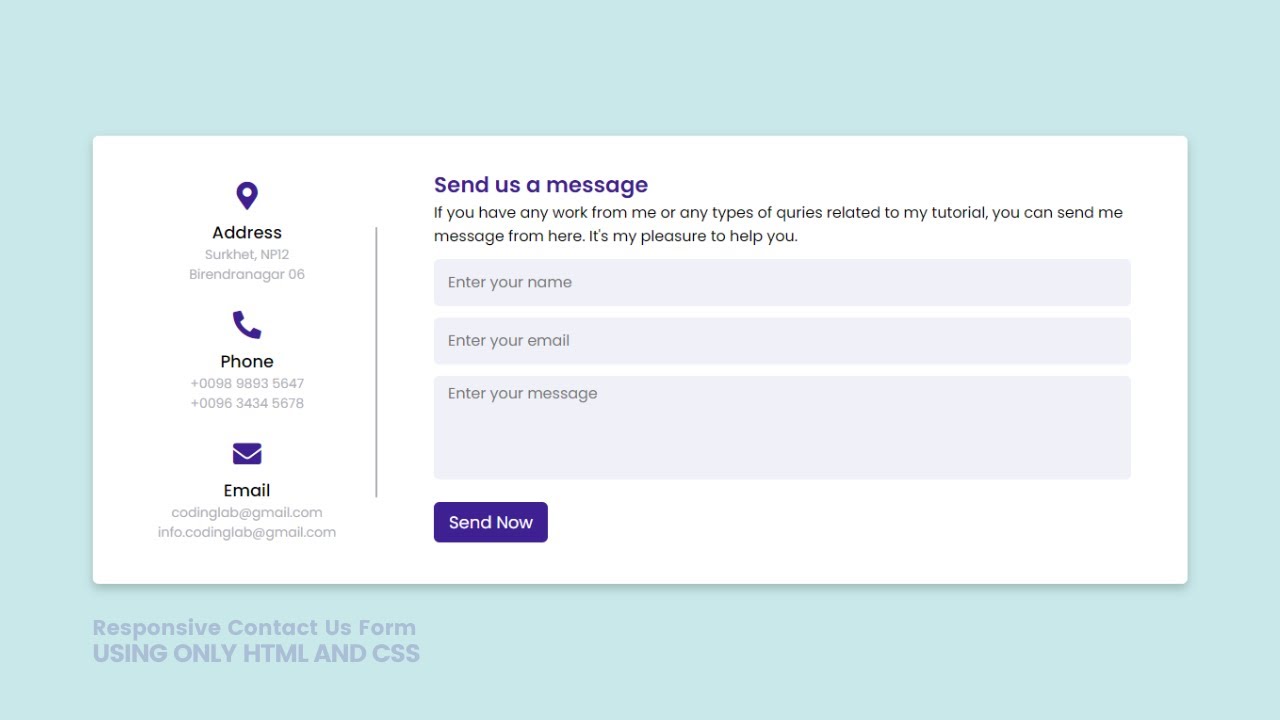 'Video thumbnail for Responsive Contact Us Form in HTML And CSS'