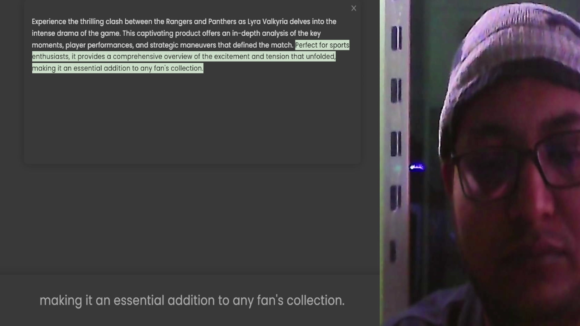 Video thumbnail for Experience the thrilling clash between the Rangers and Panthers as Lyra Valkyria delves into the intense drama of the game. This captivating product offers an in-depth analysis of the key moments, player performances, and strategic maneuv