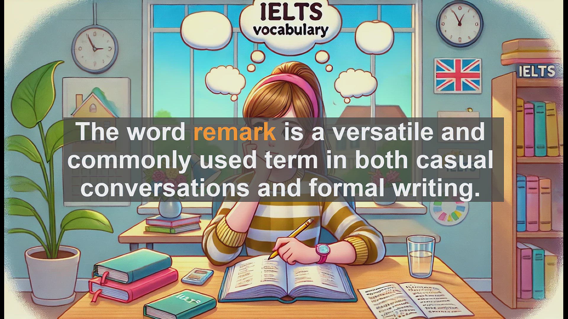 'Video thumbnail for 2500 Must Know IELTS 6.5 Vocabulary - Understanding the Word 'Remark': Boost Your IELTS Score'