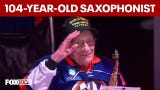 Video thumbnail for 104-year-old WWII veteran performs saxophone national anthem at Islanders-Rangers game